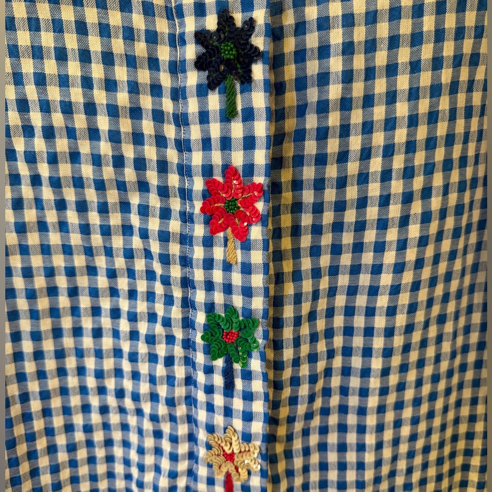 Vilagallo Palm Trees Gingham Resortwear Dress - Picture 3 of 8